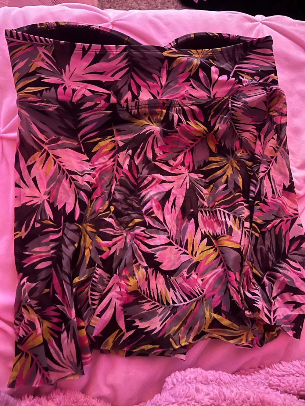 PINK Victoria's Secret Pink & Brown Tropical Leaf Swim Coverup - Picture 2 of 2